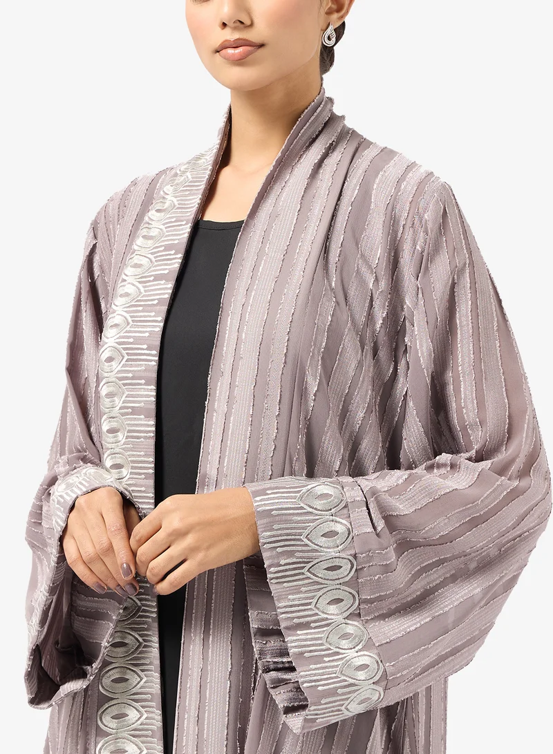 hayas closet  Striped Abaya With Sheila for Women | Best Price UAE